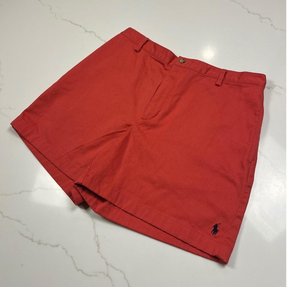 Ralph Lauren Sport Chino Shorts Womens 12 Red Cotton Twill Embroidered Pony Logo